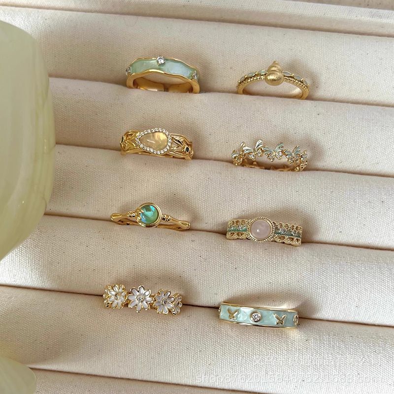 Green series stackable women's ring
