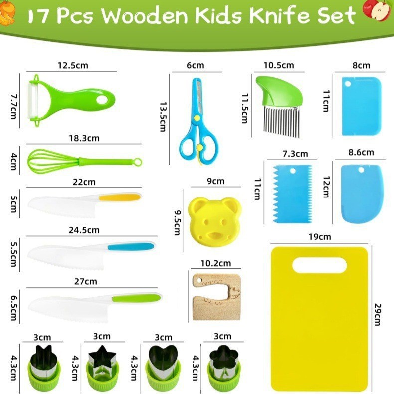 Children's plastic safety knife set for pretend play kitchen