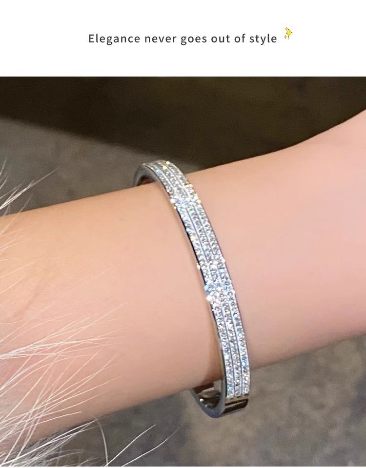 Titanstahl-Armband mit Strass, vollständig besetzt, leicht