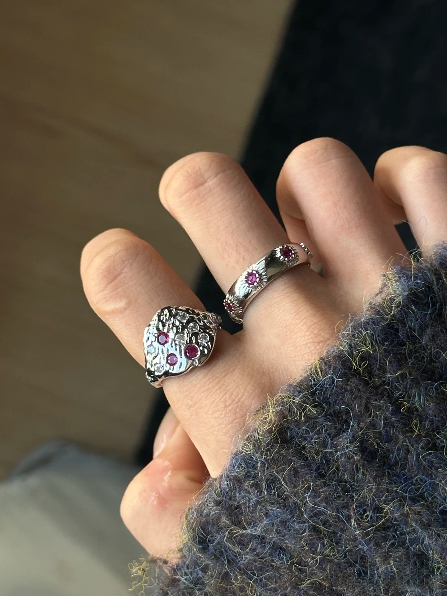 S925 sterling silver adjustable ring for women, vintage style