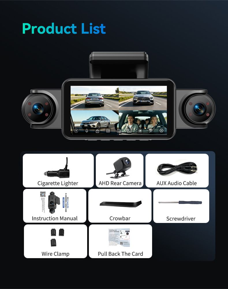 D3 araç kamerası, 4K, ultra gece görüşü, 360° görüntü, ön arka
