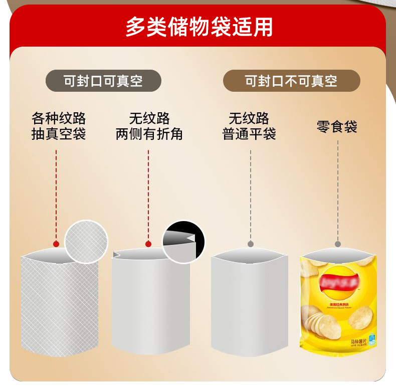 Automatic vacuum sealing machine for food, dry and wet modes