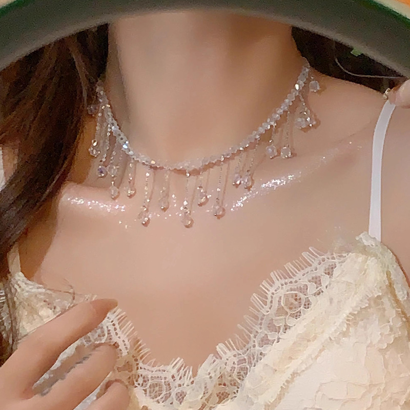 Strass-Quasten-Halskette, edles Design Schlüsselbein-Kette