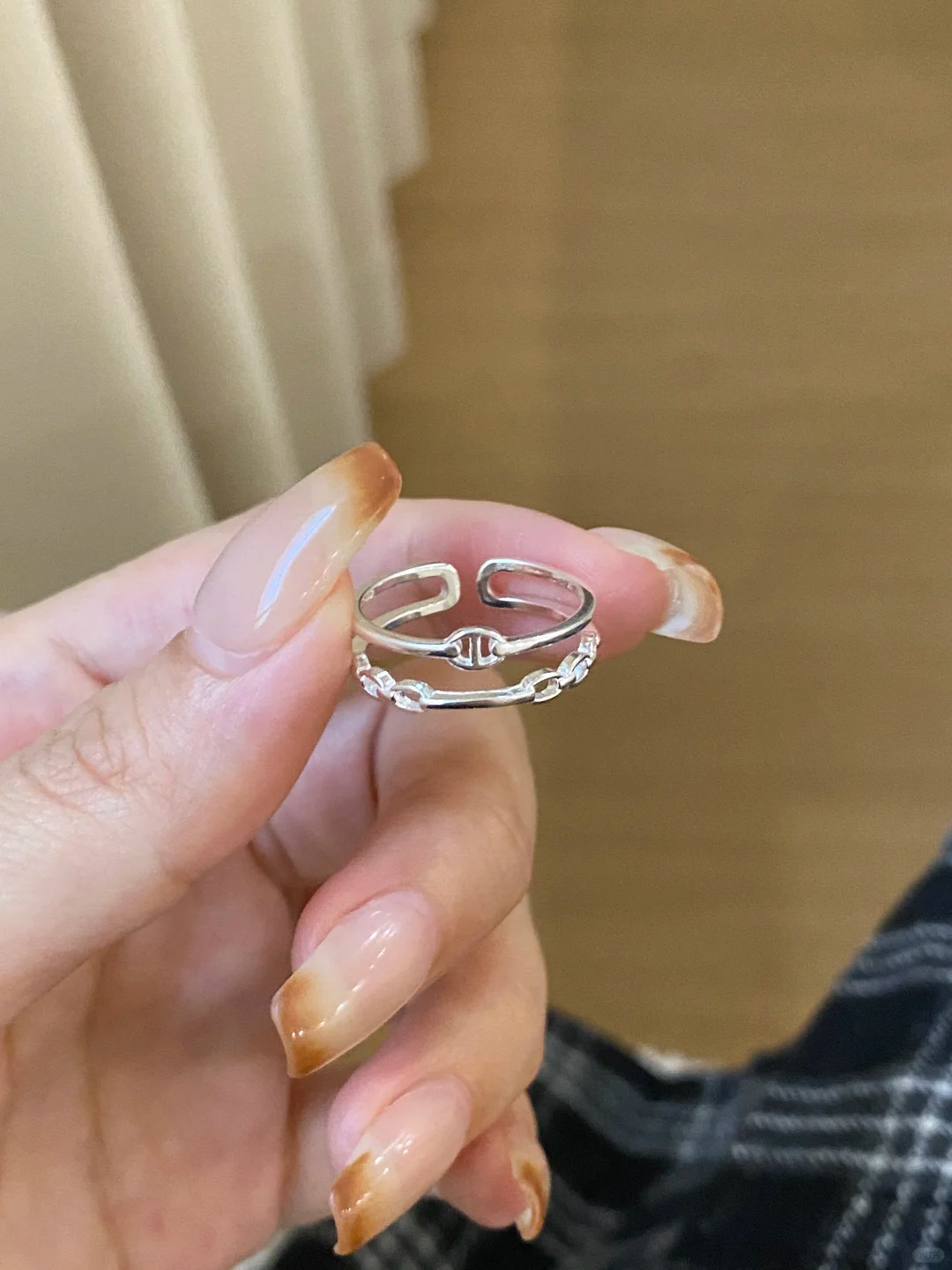 韩国925纯银素圈戒指女不撞款百搭尾戒ins设计高级感时髦开口戒指
