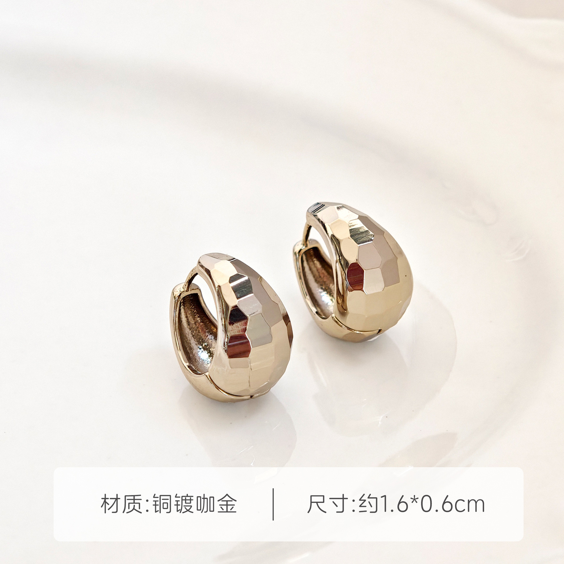 韩系简约咖啡金锆石耳钉耳扣小众轻奢精致冷淡风耳饰时尚气质耳环