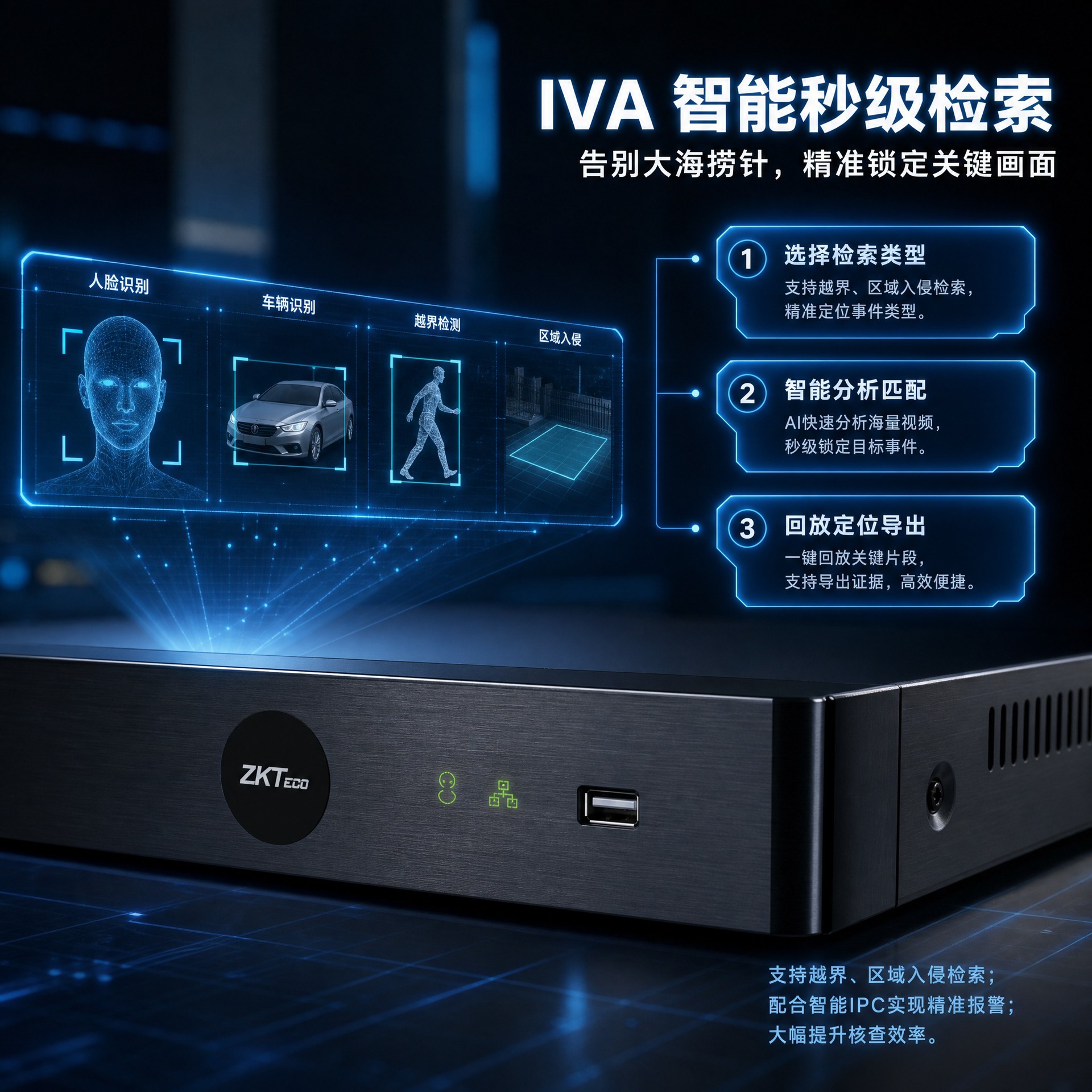 ZKTeco NVR video recorder, 4/8 channel, 8MP camera support