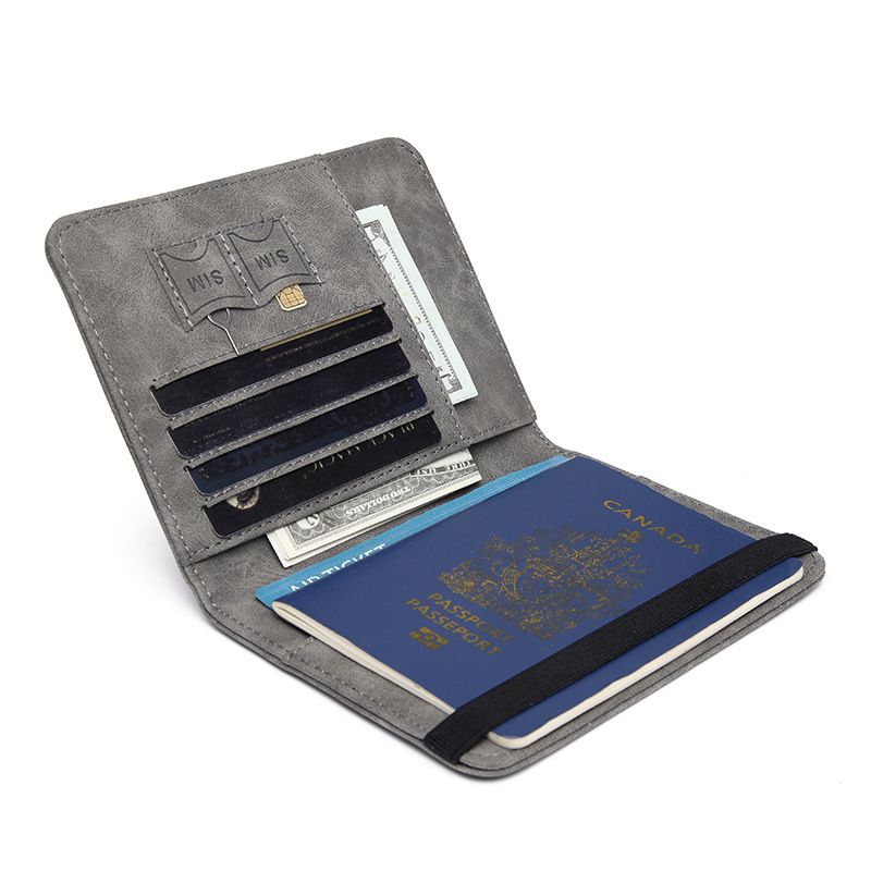 PU leather passport bag, RFID protection, multiple card slots