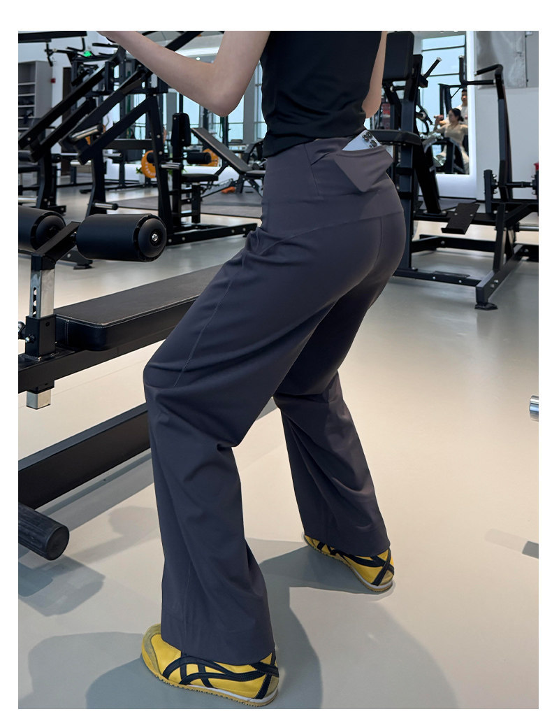 Gri hızlı kurulayan fitness pantolon, geniş bacak, yaz