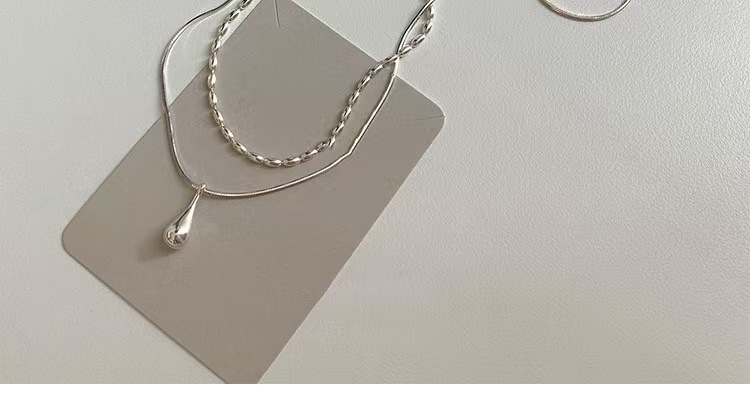 925er Silber doppellagige Halskette Wassertropfen