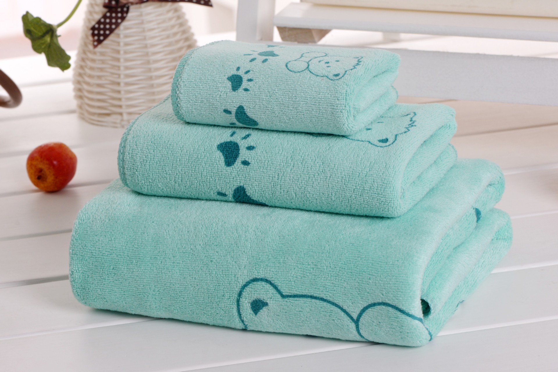 Baskılı banyo havlusu seti, 3 parça, yetişkin unisex