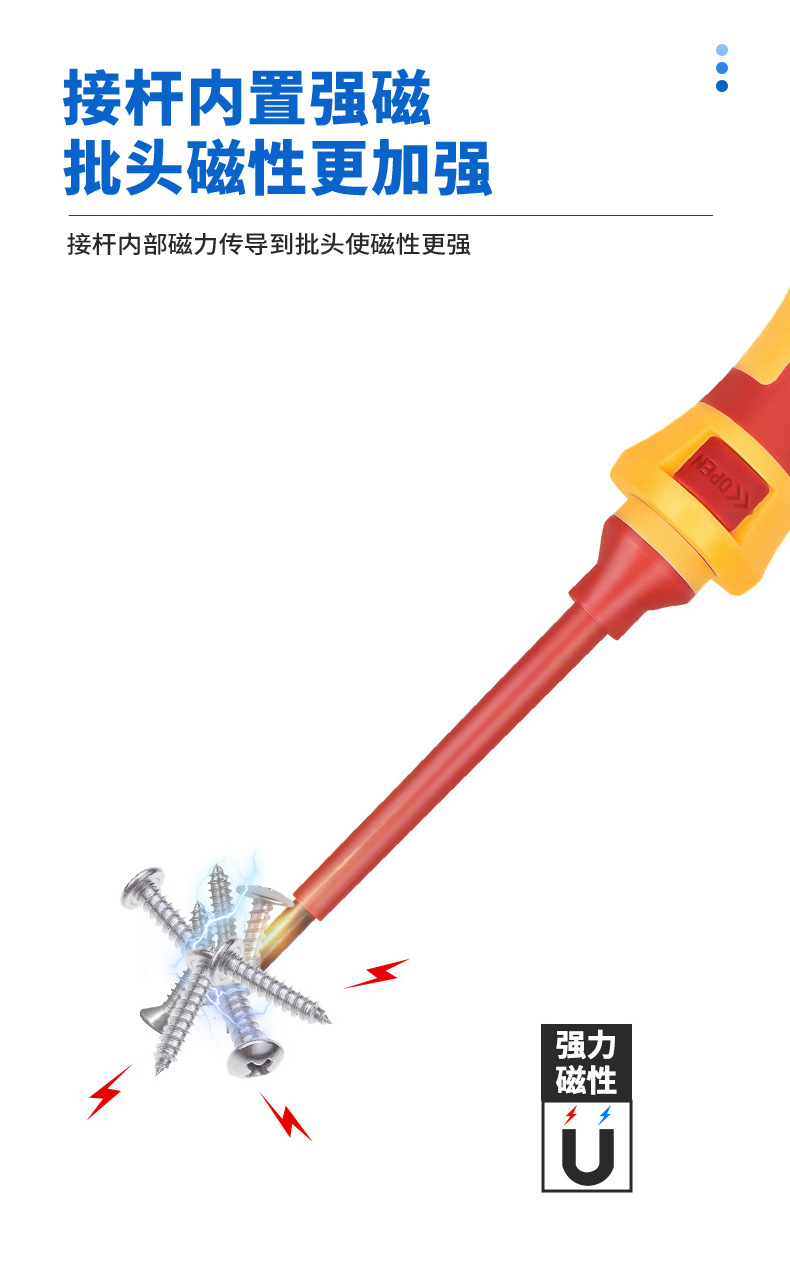 13-teiliges isoliertes Schraubendreher-Set mit Magnetismus und weichem Griff