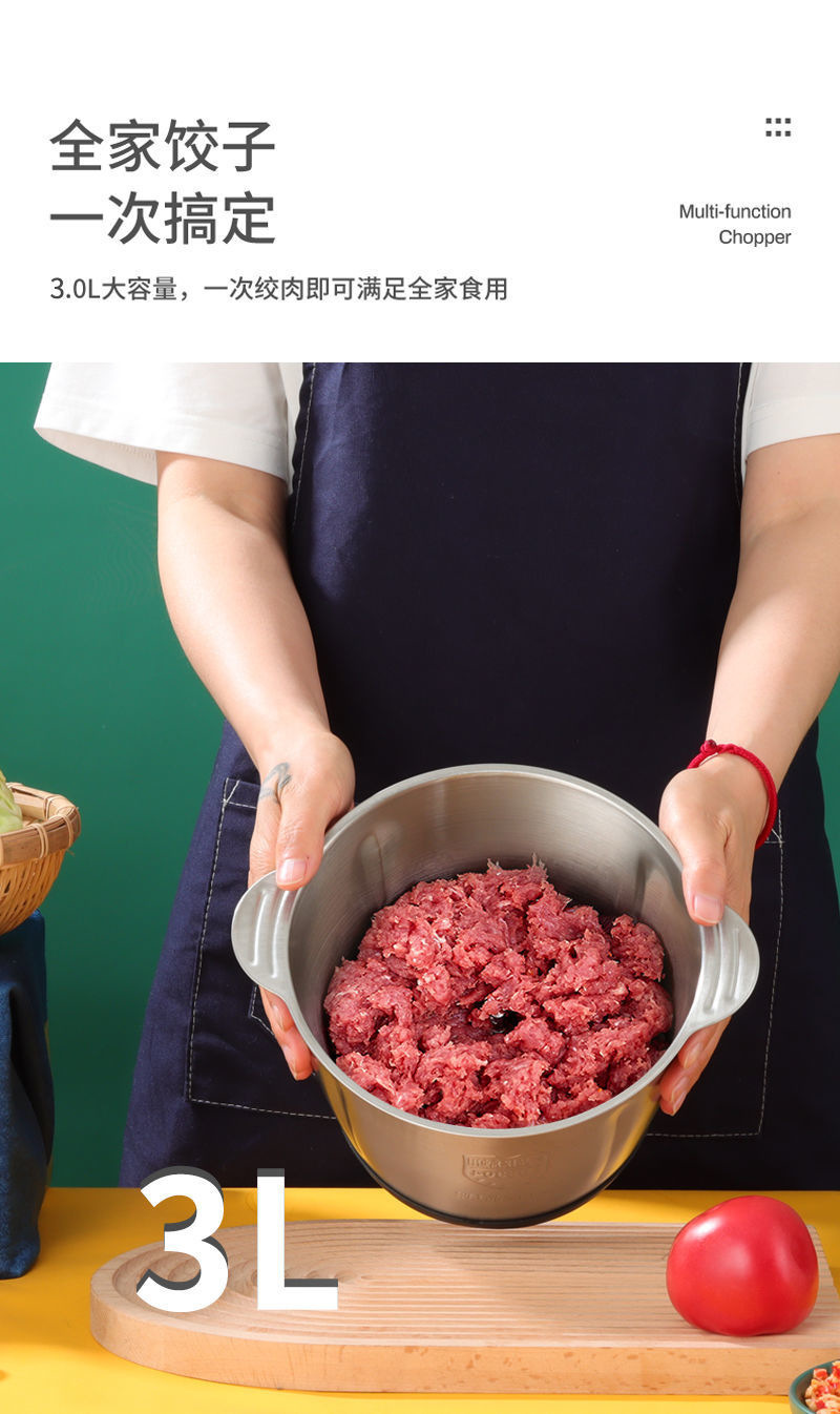 多功能绞肉机小型家用大容量肉馅蒜泥料理机不锈钢电动打肉搅肉机