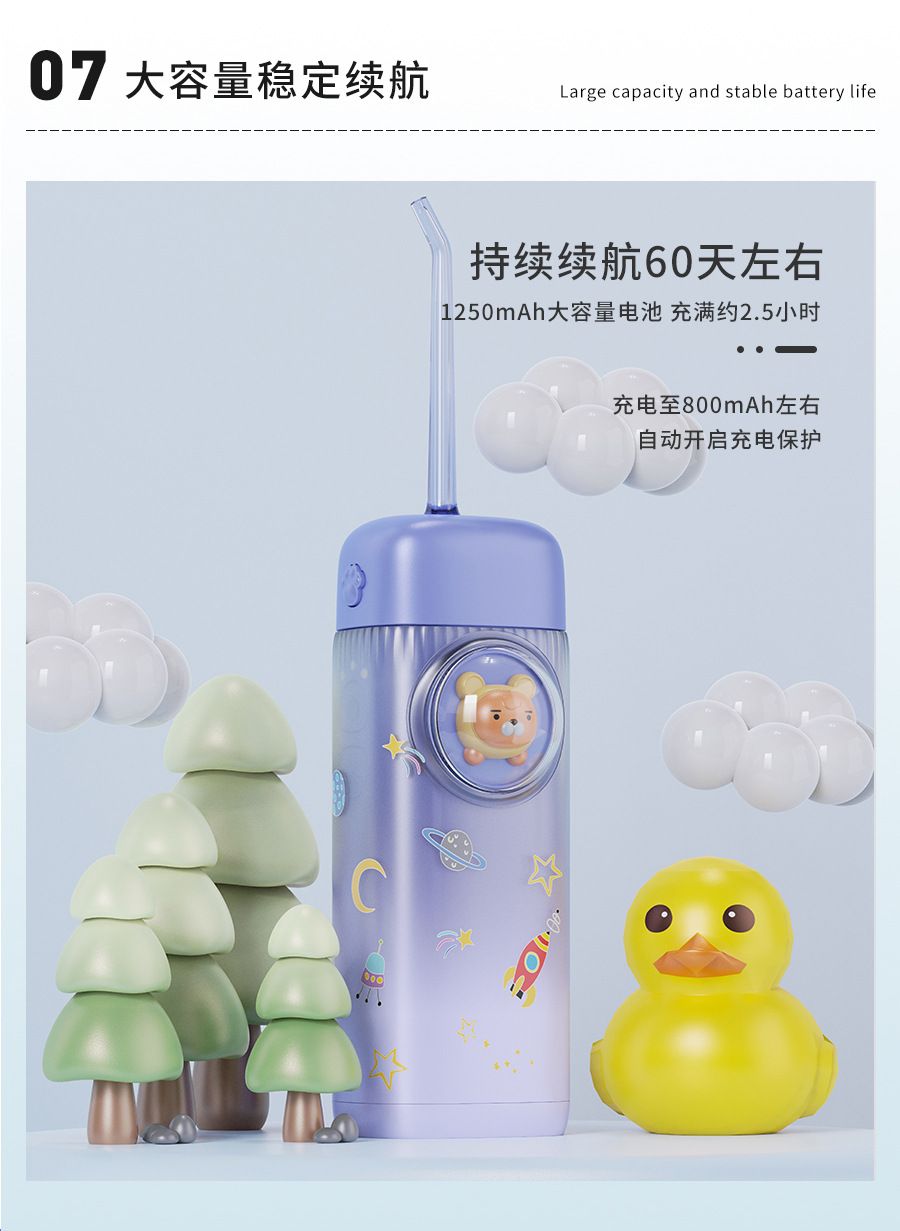 Children's mini water flosser, portable, retractable