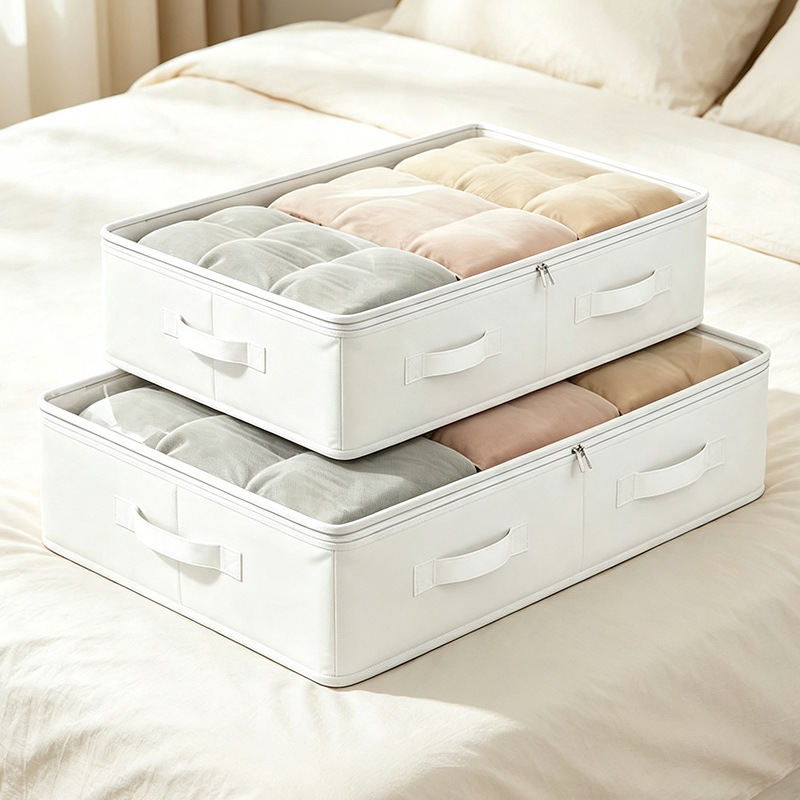 White Under-Bed Storage Box Foldable