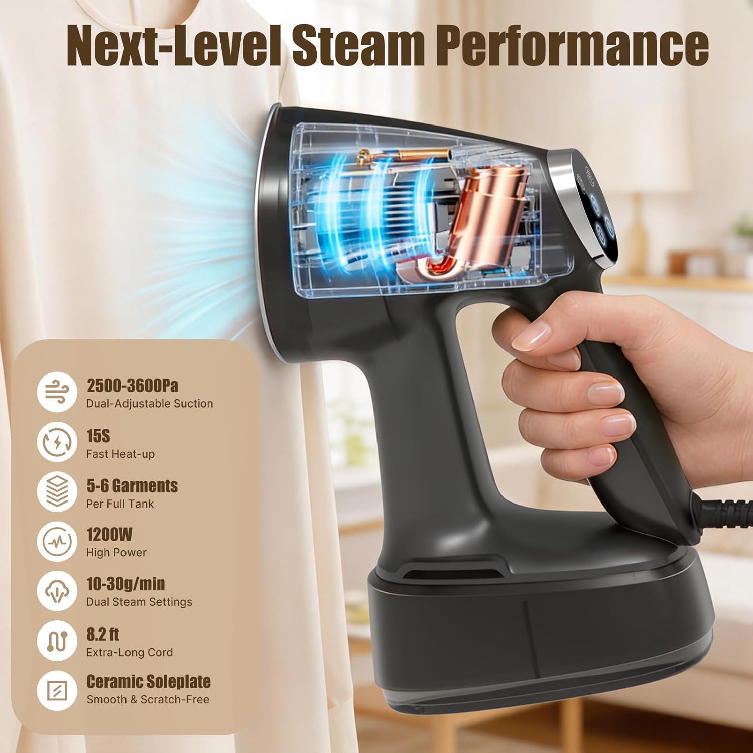 Portable handheld steam iron, dry and wet dual-use