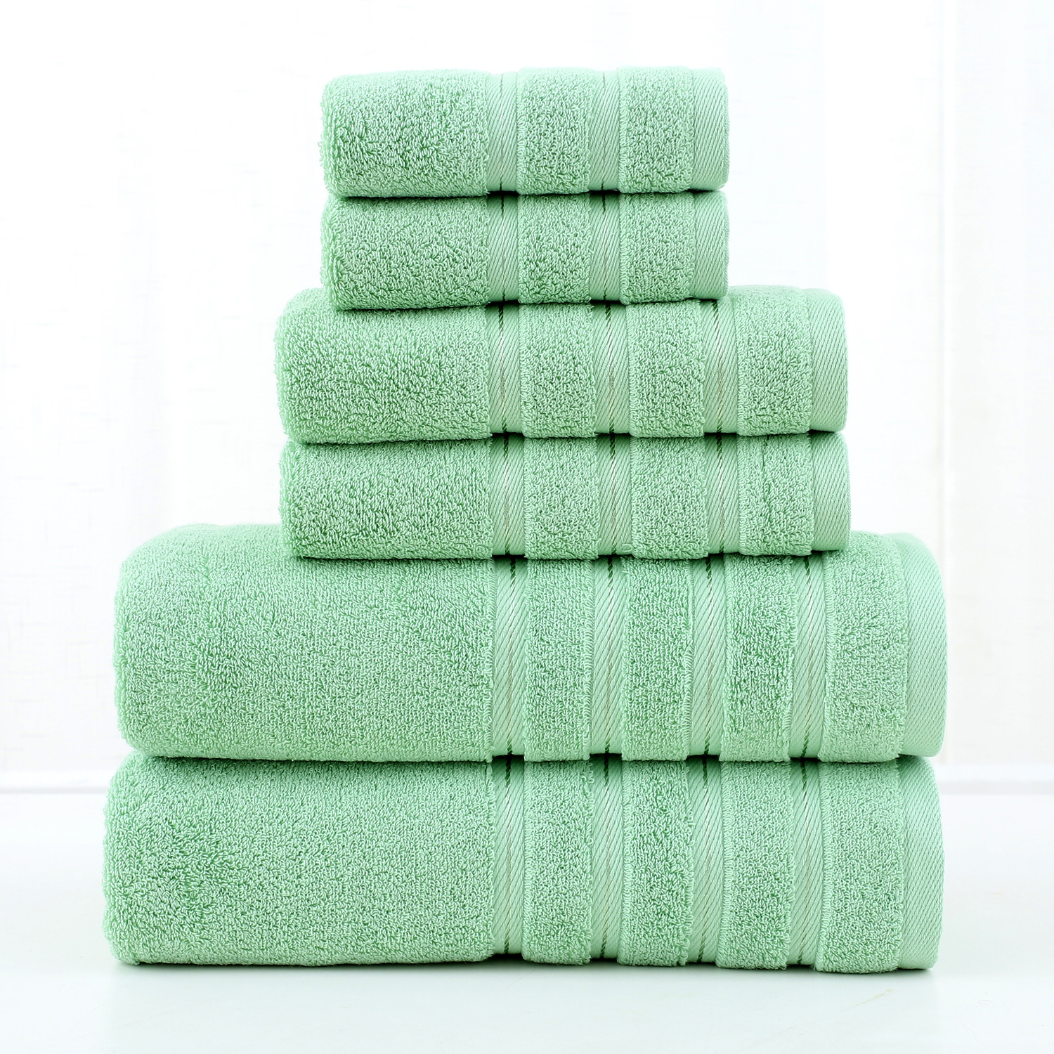 Cotton towel set 6-piece twill weave combed cotton bath and hand towels