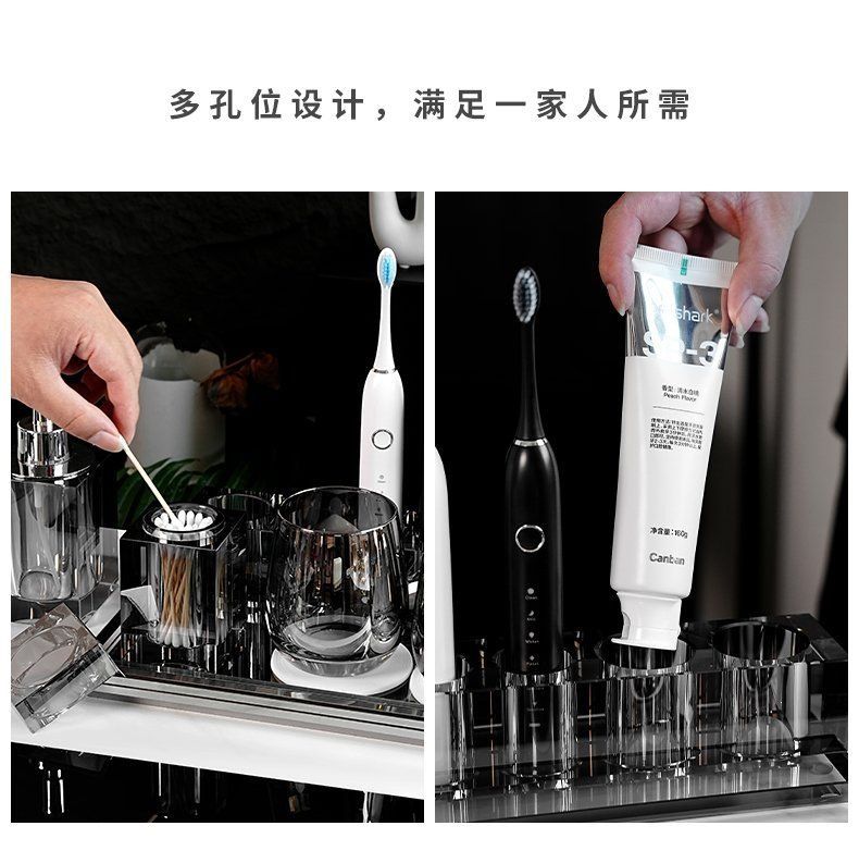 Diamond Design Toothbrush Holder Bathroom Storage Set