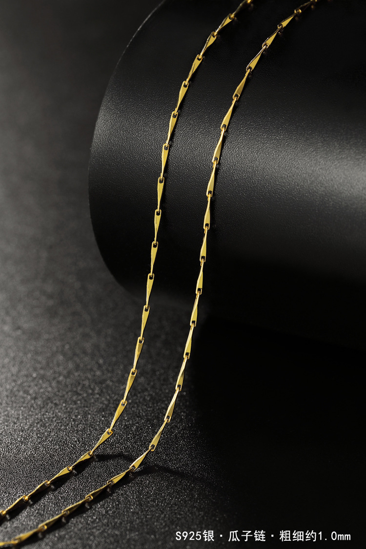 925 sterling silver necklace, thin chain, 18K gold plated