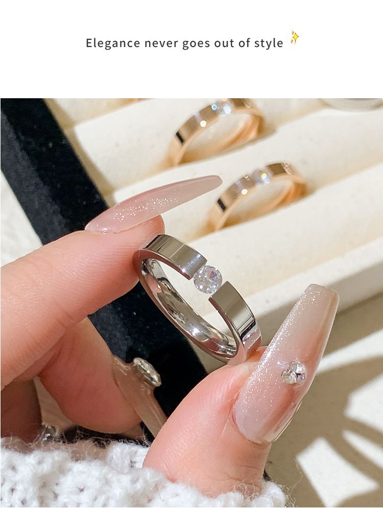 Yüzük, zirkon, titanyum çelik, 18k, tasarımcı, solmaz