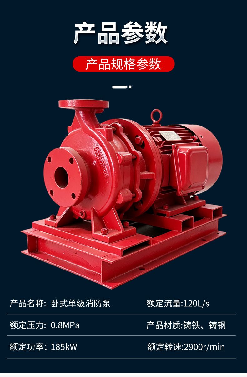 XBD卧式单级消防泵室内外增压稳压设备自动喷淋消火供水喷淋水泵