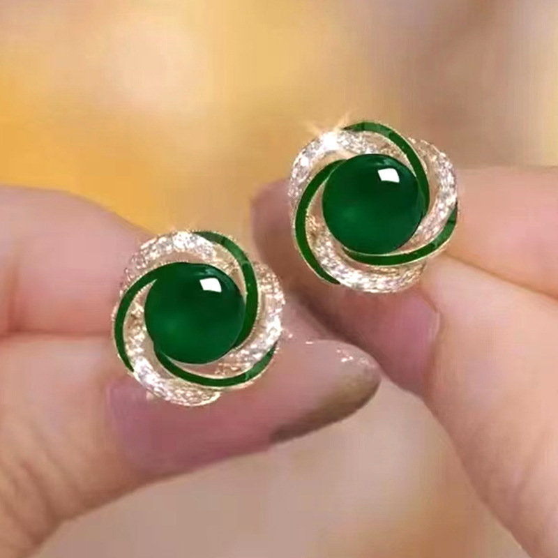 925 Silver Stud Earrings Women French Style Luxury Elegant