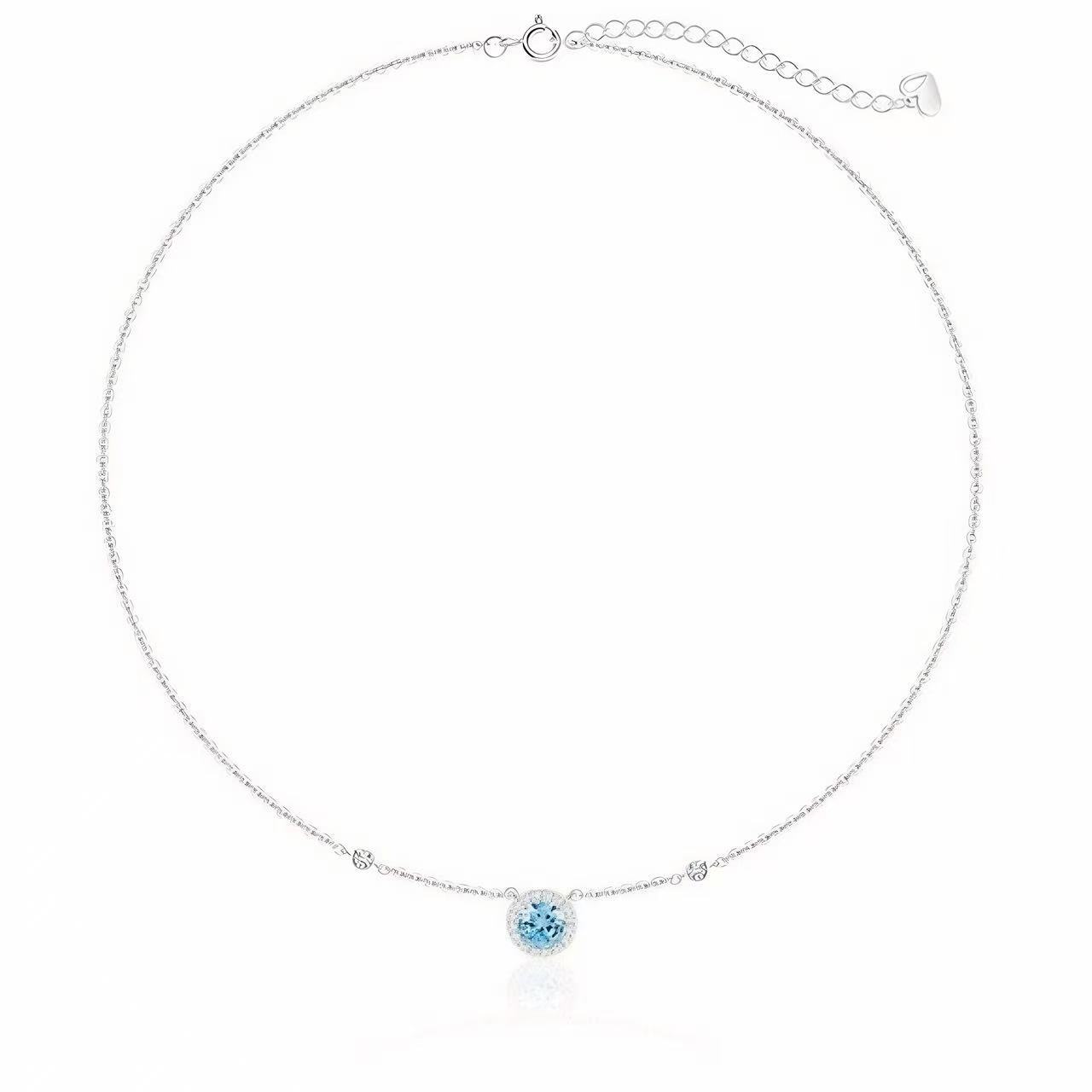 Meeresblau Schlüsselbein-Kette 5A Zirkonia Luxus-Halskette Damen