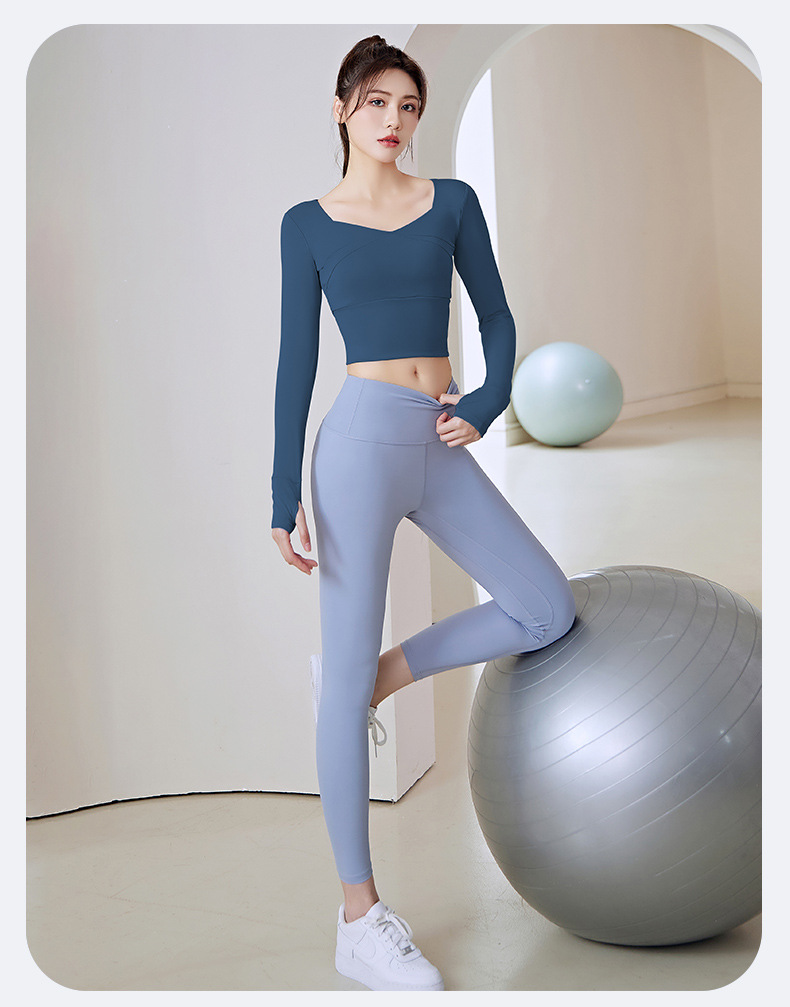 Damen-Yoga-Set, Langarm-Leggings, Lauftraining