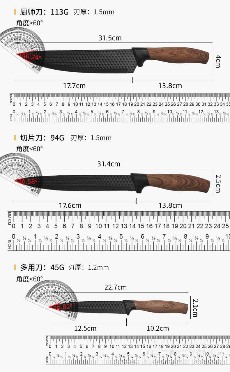 Paslanmaz çelik 6 parçalı mutfak bıçak seti ergonomik saplarla