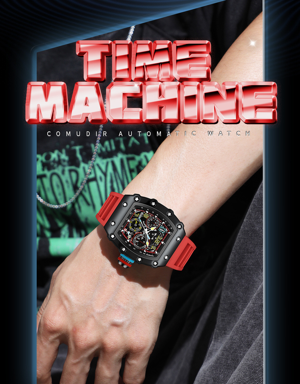 Mechanical men's watch with luminous calendar