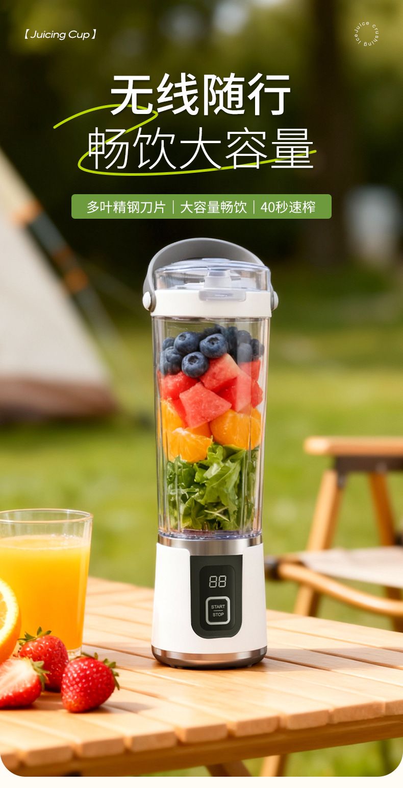 USB rechargeable juicer with ice crusher, portable