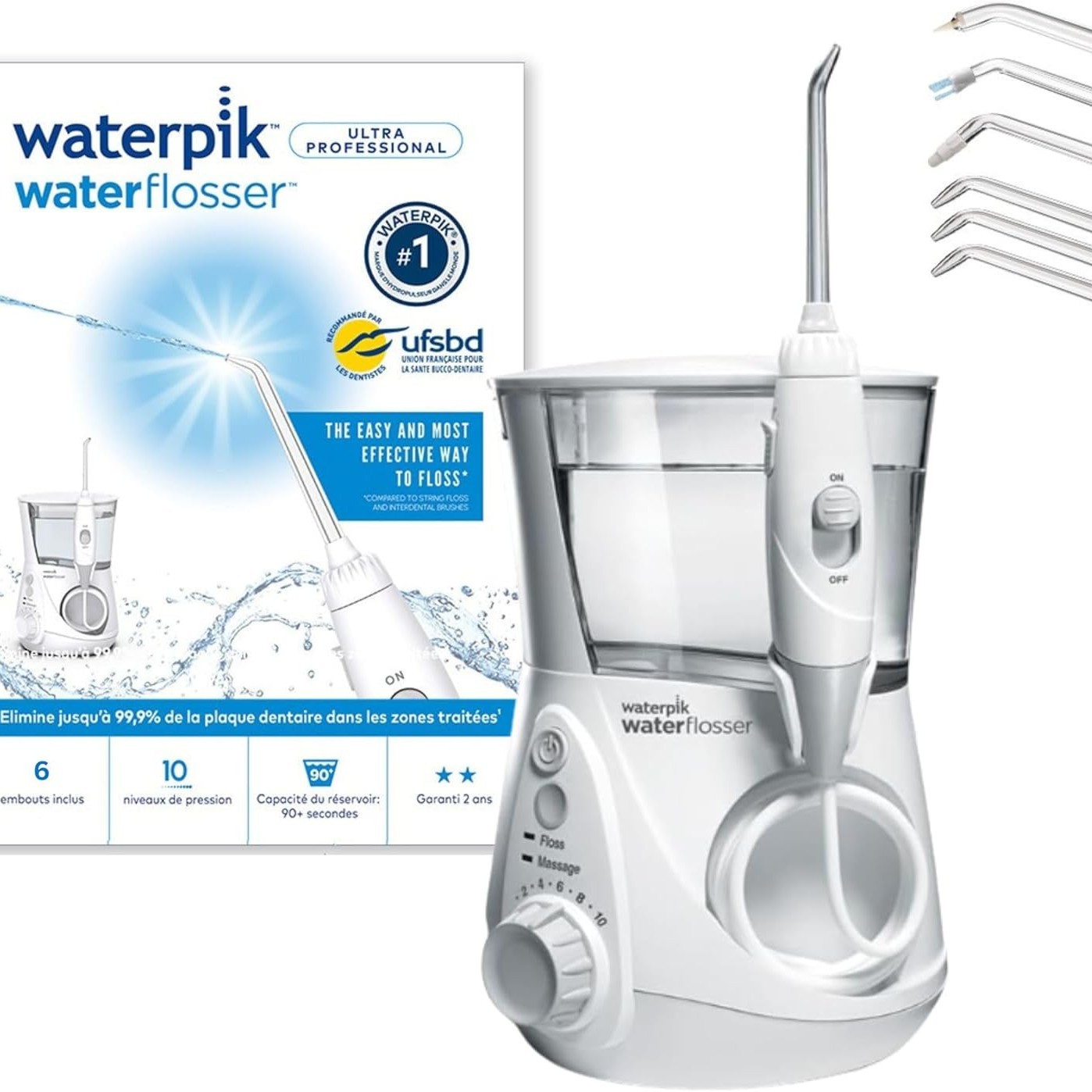 Electric water flosser, large capacity, 6 nozzles