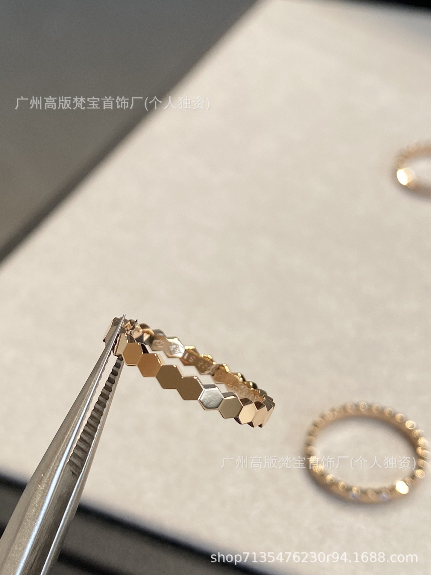 925 silver honeycomb ring for women, CNC machined, 18k gold plated