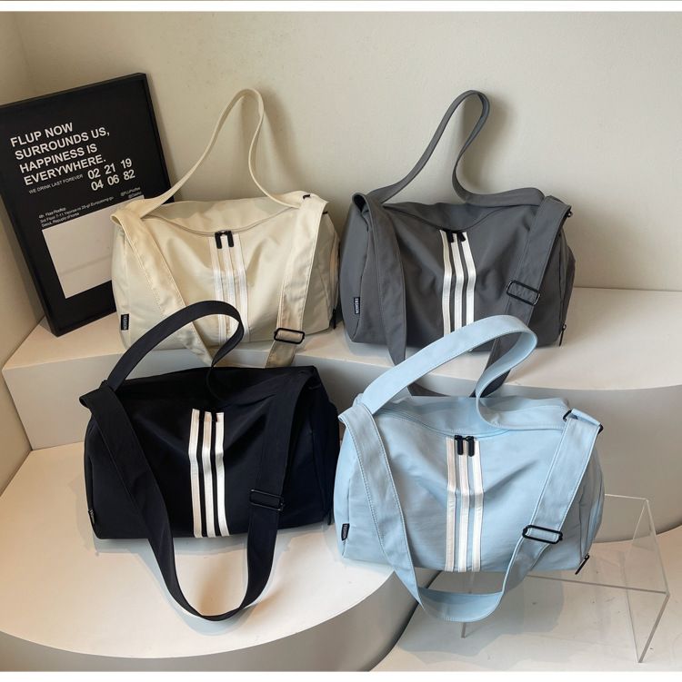 Striped Travel Bag, Large Capacity, Sports Style