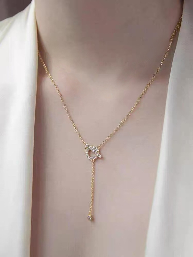 S999 Sterlingsilber Halskette Damen Zirkonia Schlüsselbein-Kette