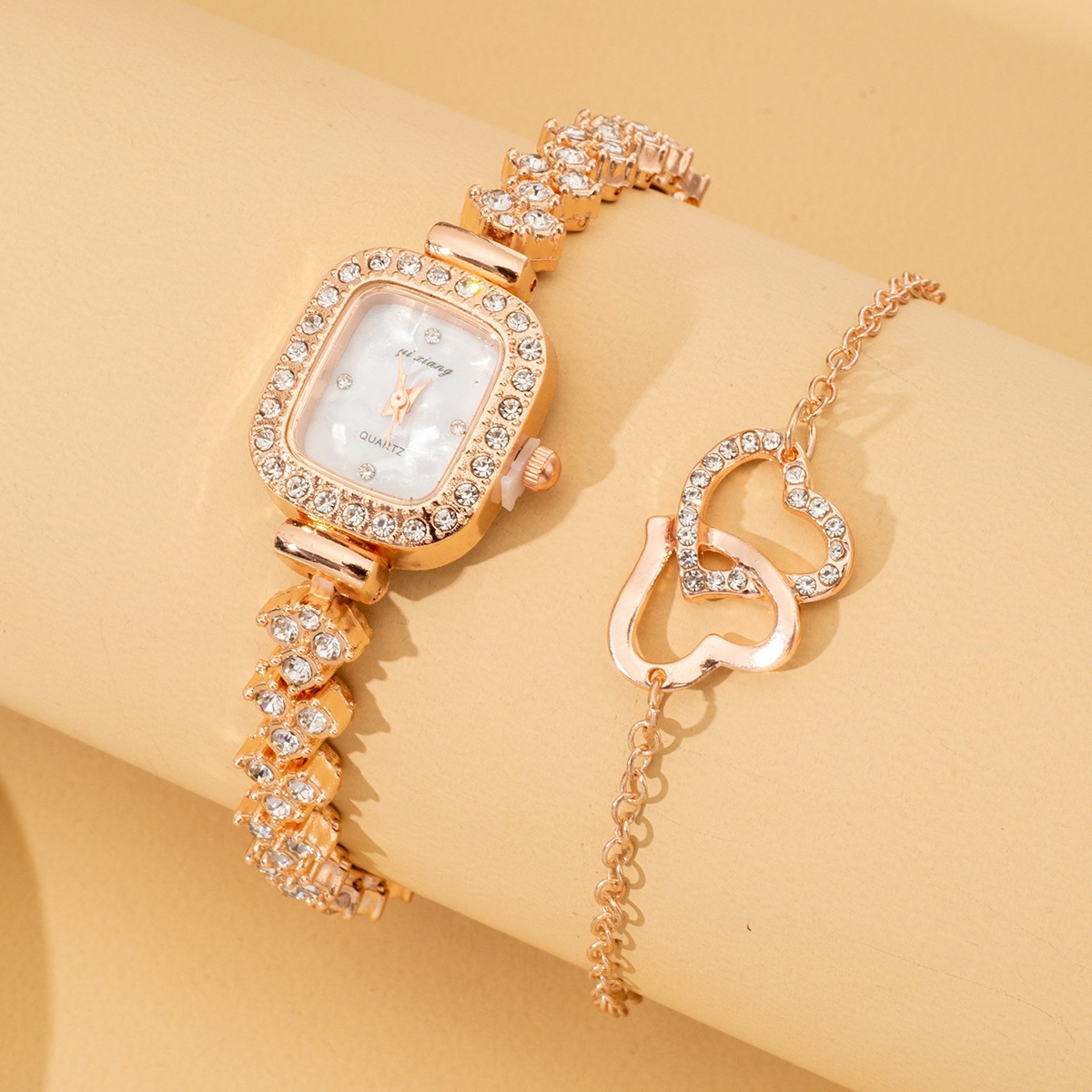 Diamant-Damenuhr Set mit kleinem Zifferblatt und Armband
