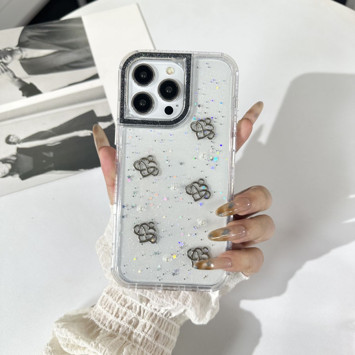 Phone case for ZTE BLADE A35, sweet style, glitter finish