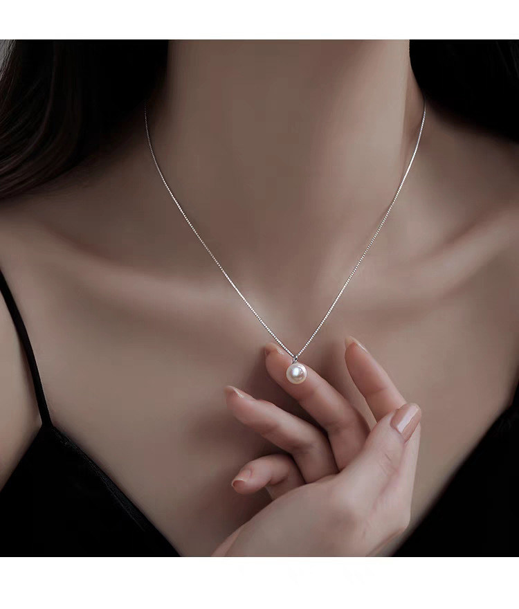 S925 gümüş tatlı su incisi kolye kadın, klavikula zinciri