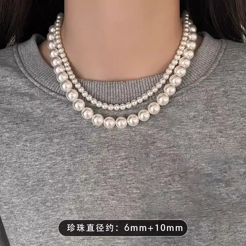 法式慵懒珍珠项链女小众高级感气质百搭锁骨链2024年新款毛衣颈链