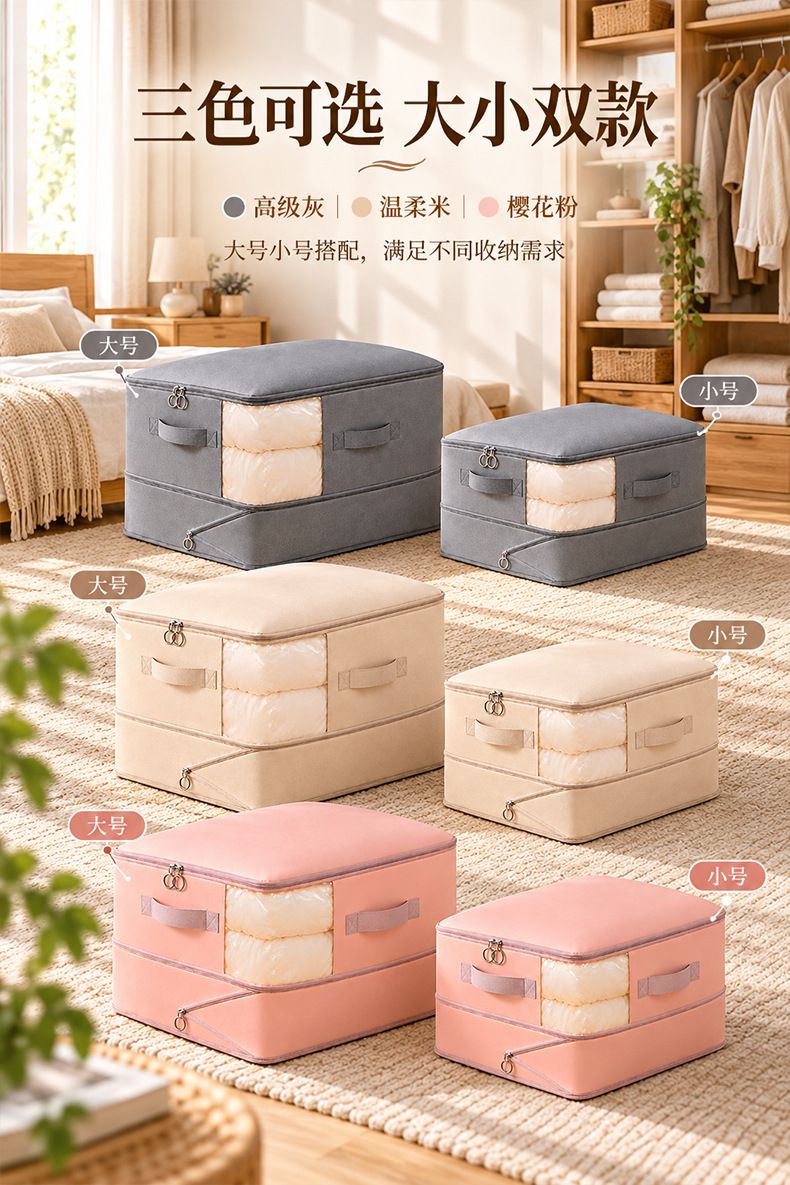 Cotton quilt storage bag, compression, window design, large capacity