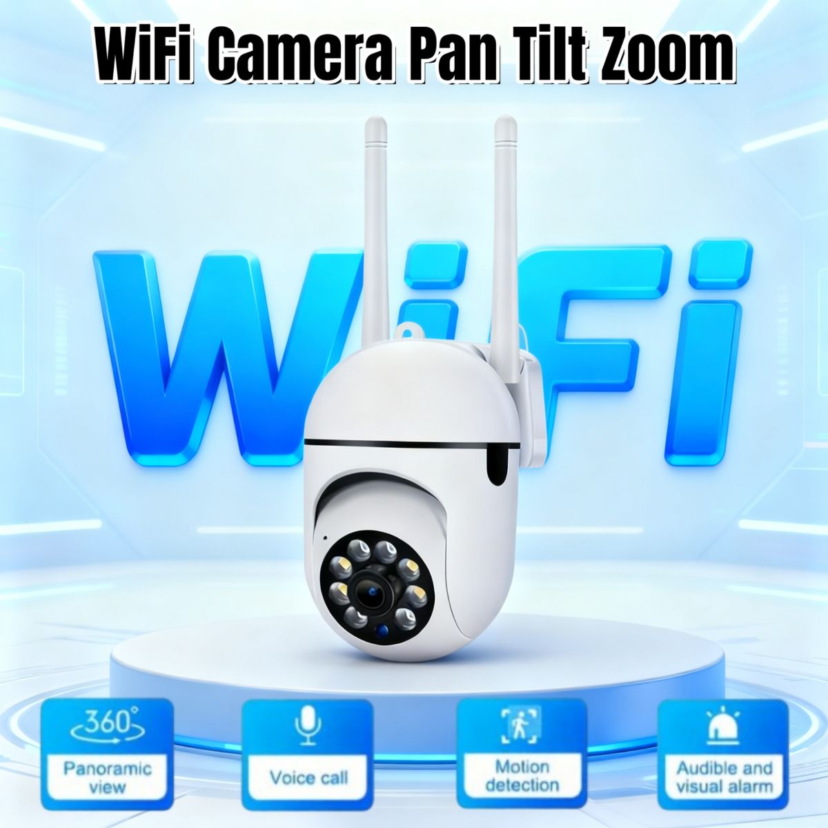 WiFi gözetleme kamerası, gece görüşü, panoramik