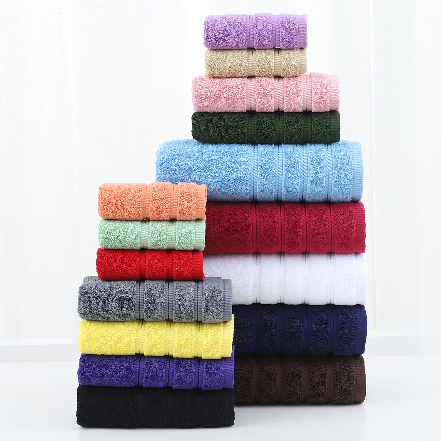 Cotton towel set 6-piece twill weave combed cotton bath and hand towels