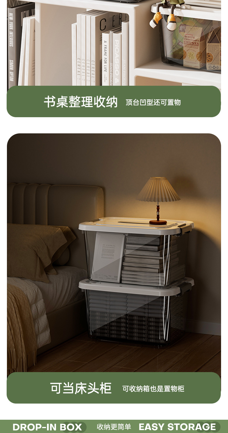 Z1280加厚透明收纳箱家用车用衣服收纳盒衣柜玩具零食整理箱