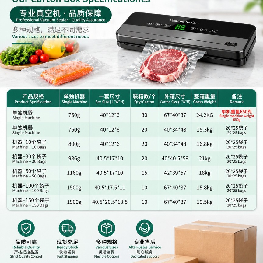 抽真空封口机食品包装机跨境小型家用厨房食品保鲜机封口一体机