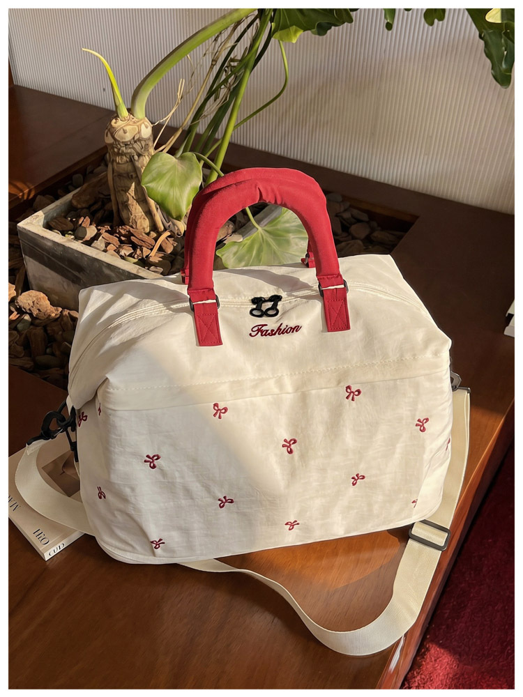 Bow-Detail Large-Capacity Travel Bag with Padding, Single Shoulder