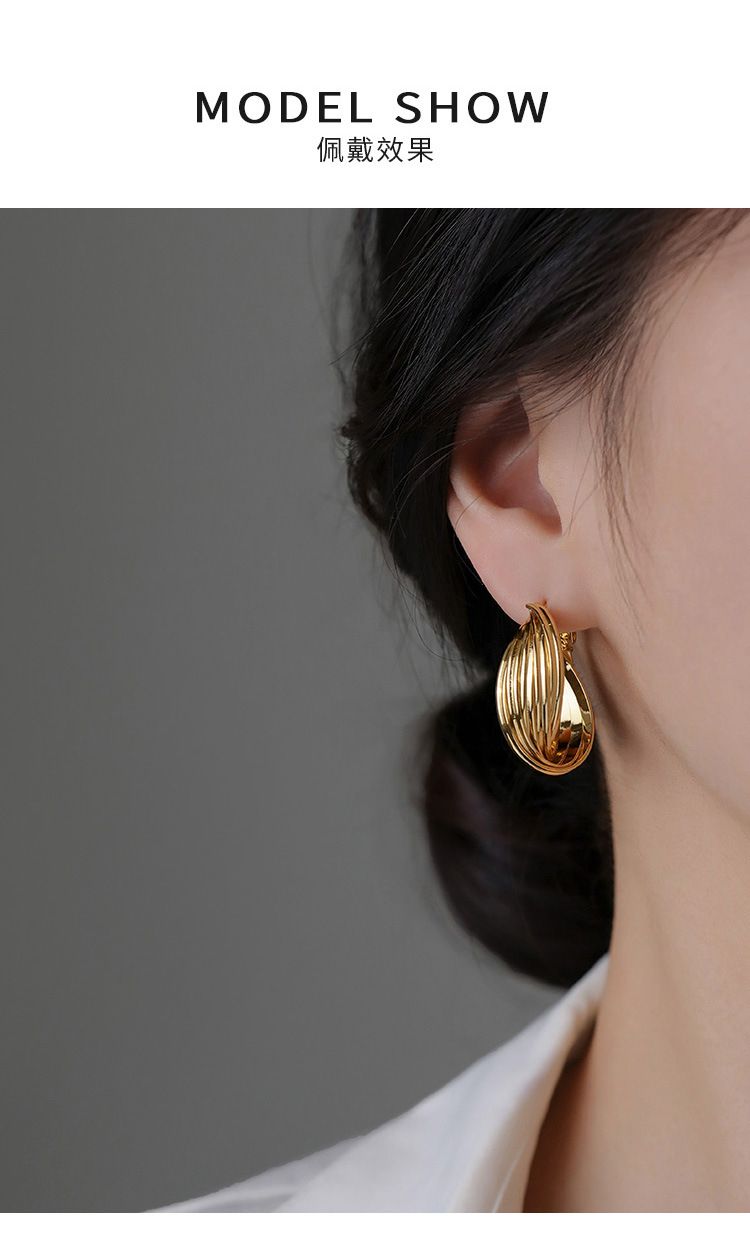 S999 sterling silver Hong Kong style hoop earrings, vintage