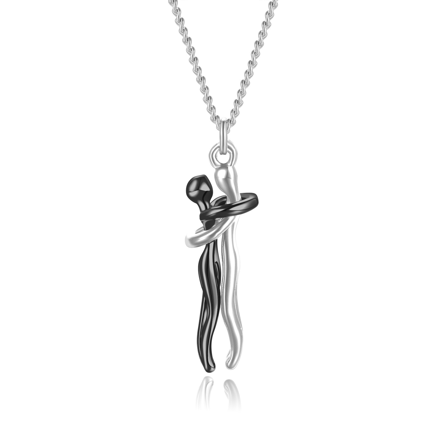Grenzüberschreitend kreative Liebhaber-Anhänger Schmuck S925 Sterlingsilber umarmende Halskette Schlüsselbeinkettemit Modeschmuck doppelte Umarmungshals-Verzierung