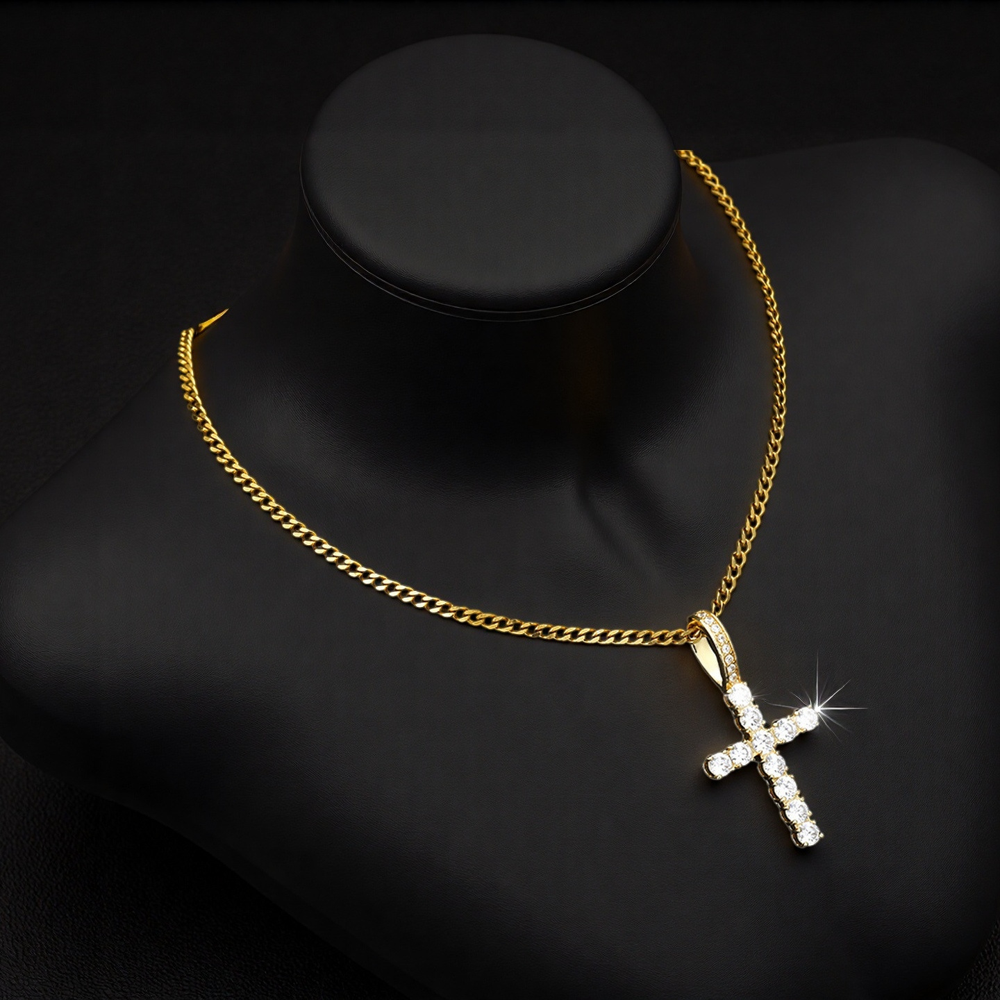 Hip-hop cross necklace men, zircon stone