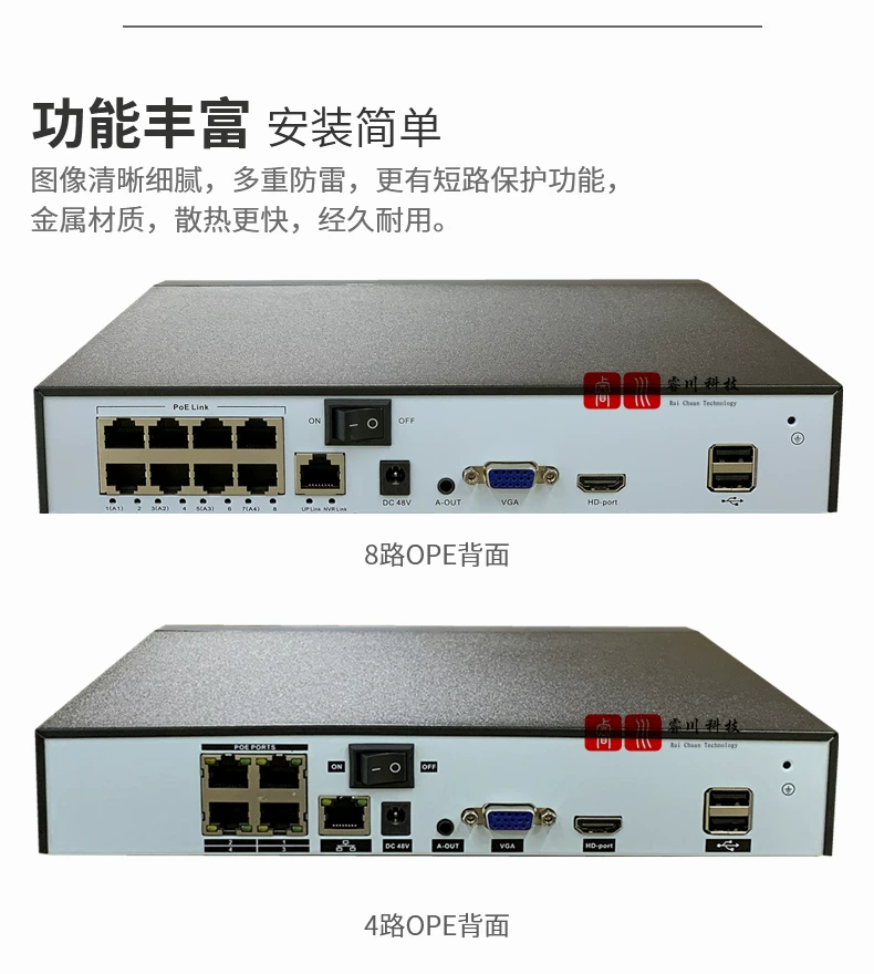 Xiongmai 8 kanal NVR 8MP, POE, 48V