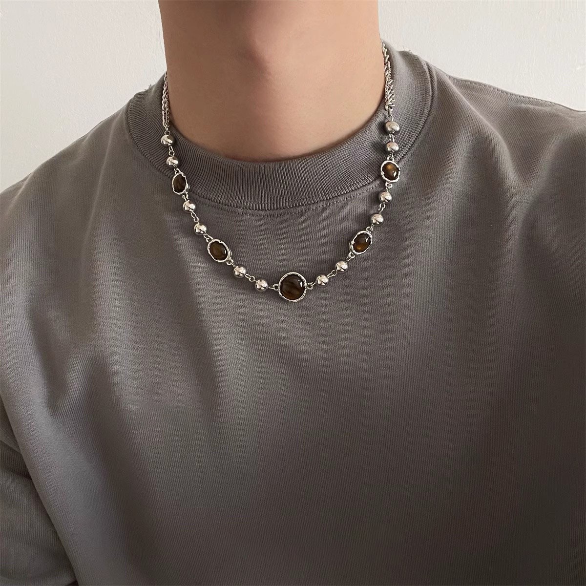 Titanstahl Möbius Ring Anhänger Halskette, Herren Hip-Hop Stil