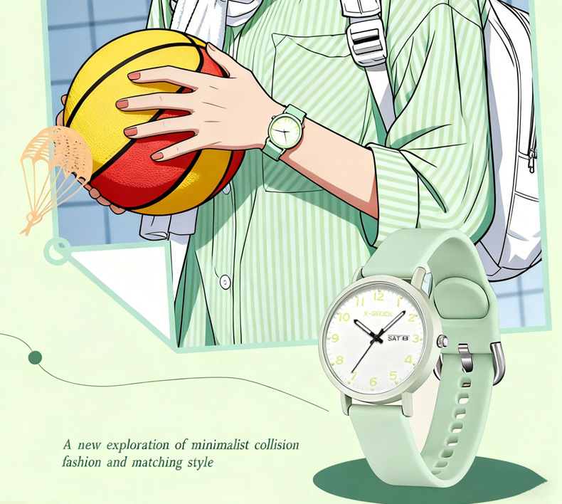 Exam watch quartz time-only display luminous